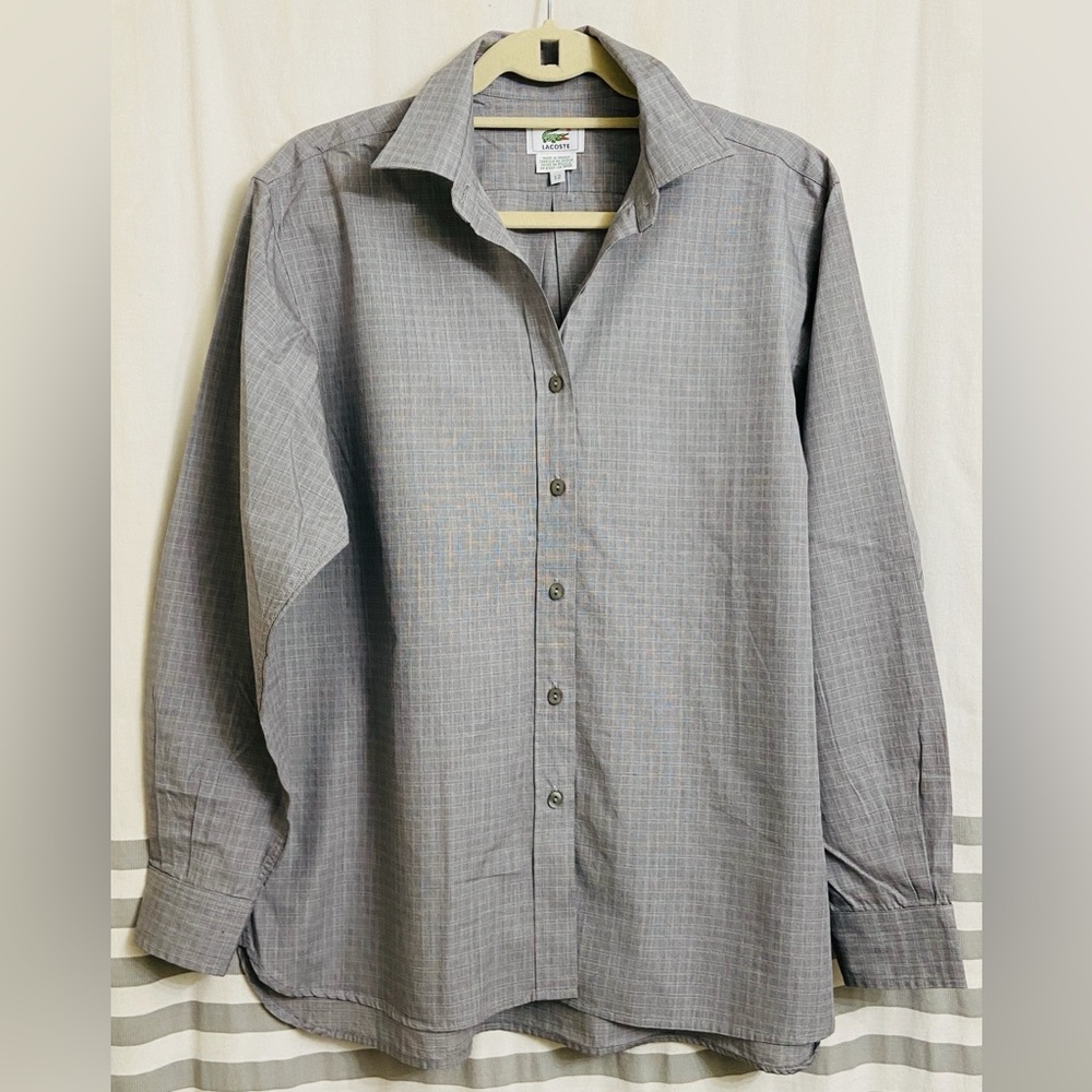 Lacoste gray long sleeve plaid women’s Shirt